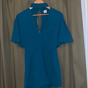 Teal caped romper